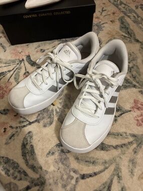 adidas White & Light Gray Low-Top Sneakers